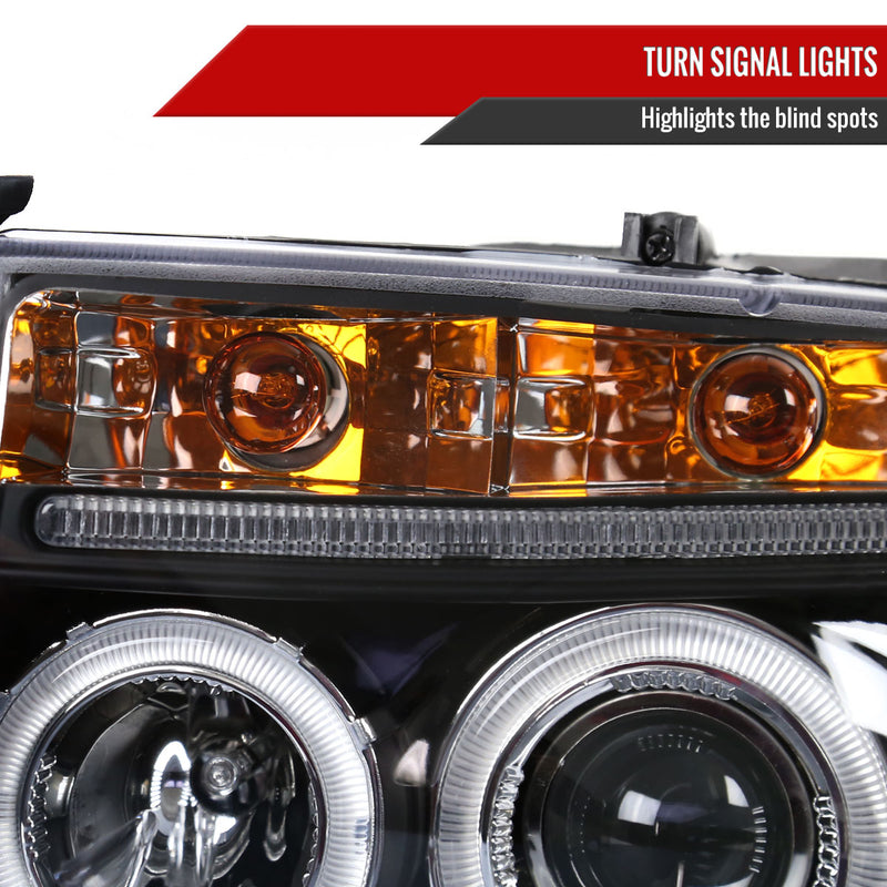 Spec-D 97-04 Dodge Dakota Halo Led Projector Black 2LHP-DAK97JM-TM