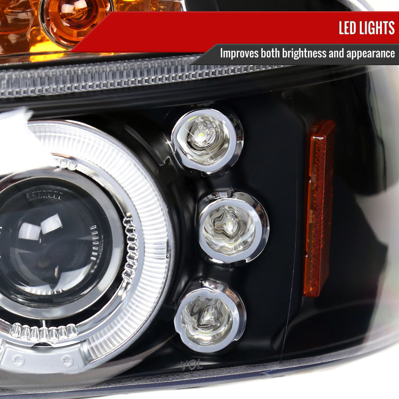 Spec-D 97-04 Dodge Dakota Halo Led Projector Black 2LHP-DAK97JM-TM