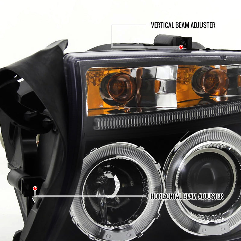 Spec-D 97-04 Dodge Dakota Halo Led Projector Black 2LHP-DAK97JM-TM