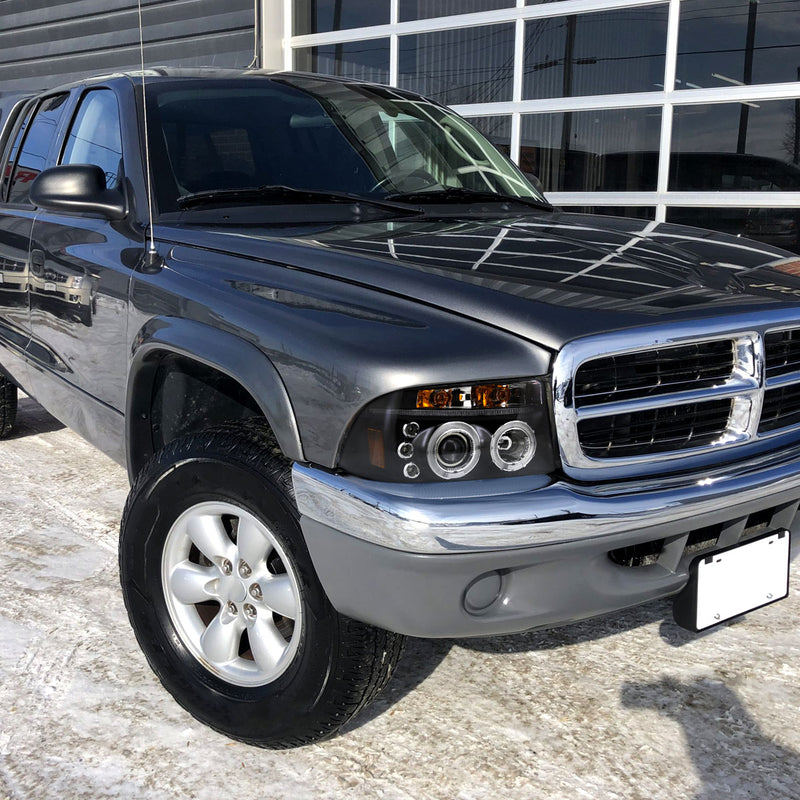 Spec-D 97-04 Dodge Dakota Halo Led Projector Black 2LHP-DAK97JM-TM