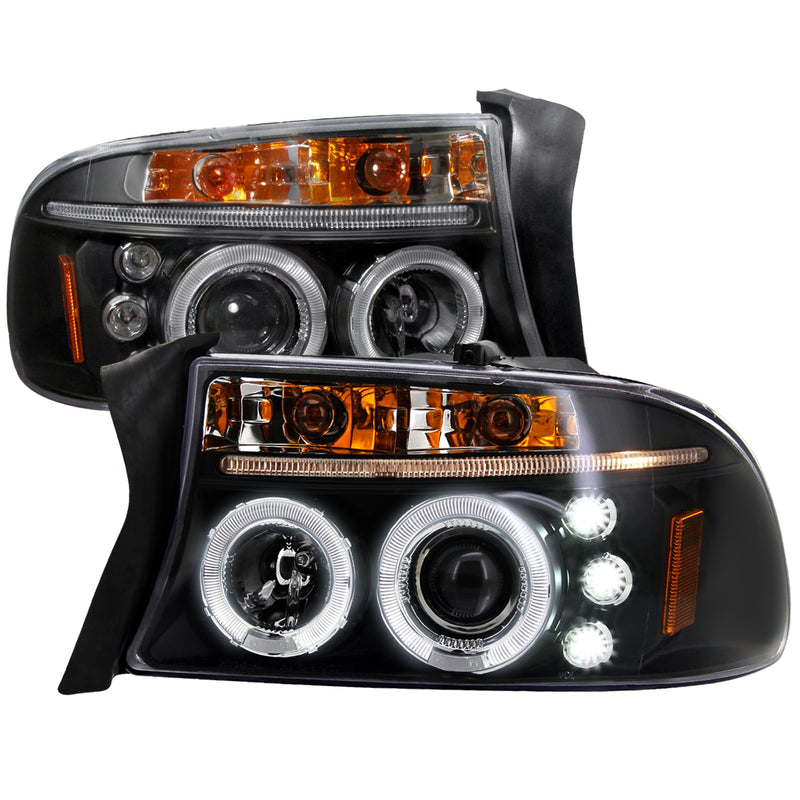 Spec-D 97-04 Dodge Dakota Halo Led Projector Black 2LHP-DAK97JM-TM