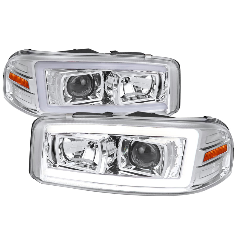 Spec-D 00-06 Gmc Yukon Denali Projector Headlights With Chrome Housing Clear Lens And Amber Reflector 2LHP-DEN00-G2-TM
