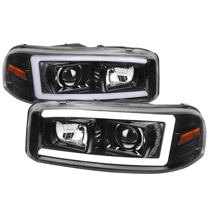 Spec-D 00-06 Gmc Yukon Denali Projector Headlights With Gloss Black Housing Clear Lens And Amber Reflector 2LHP-DEN00BK-G2-TM