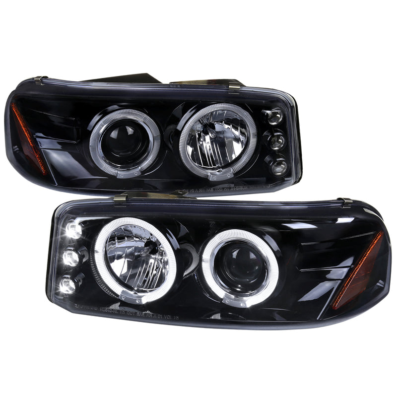 Spec-D 00-06 Gmc  Denali Halo Projector Headlight Gloss Black Housing Smoke Lens  2LHP-DEN00G-TM