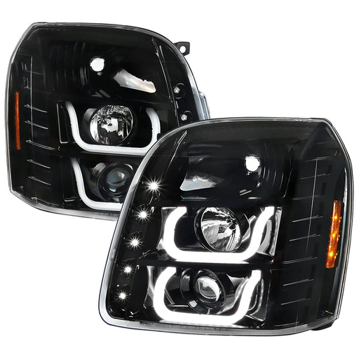 Spec-D 07-12 Gmc Yukon Shape Halo Pro Headlights 2LHP-DEN07BK-V2-TM