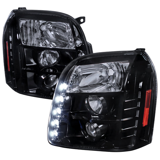 Spec-D 07-10 Gmc  Denali Halo Projector Headlight Gloss Black Housing Smoke Lens  2LHP-DEN07G-TM