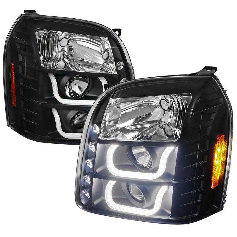 Spec-D 07-12 Gmc Yukon U Shape Halo Projector Black 2LHP-DEN07JM-V2-TM