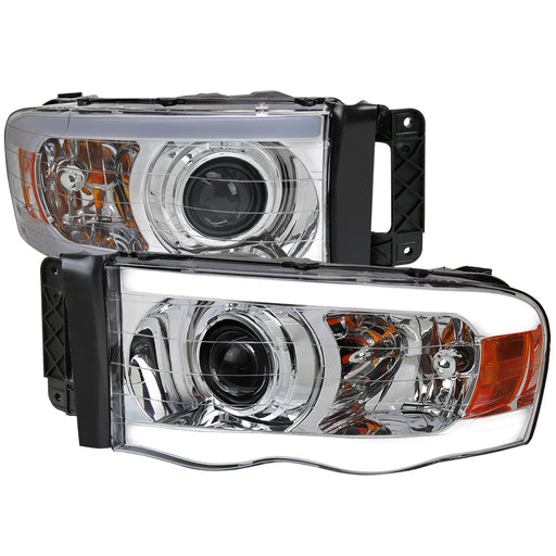 Spec-D 02-05 Dodge Ram Projector Headlights With Chrome Housing Clear Lens And Amber Reflector 2LHP-DGP02-G3-GO