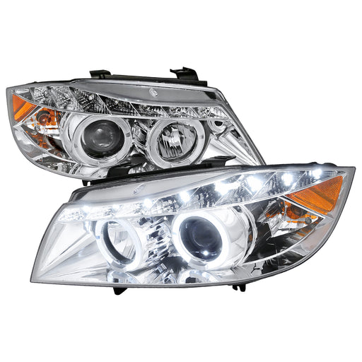 Spec-D 06-08 Bmw  E90 R8 Style Projector Headlight Chrome Housing Clear Lens 4D Sedan Only  2LHP-E9005-8-TM