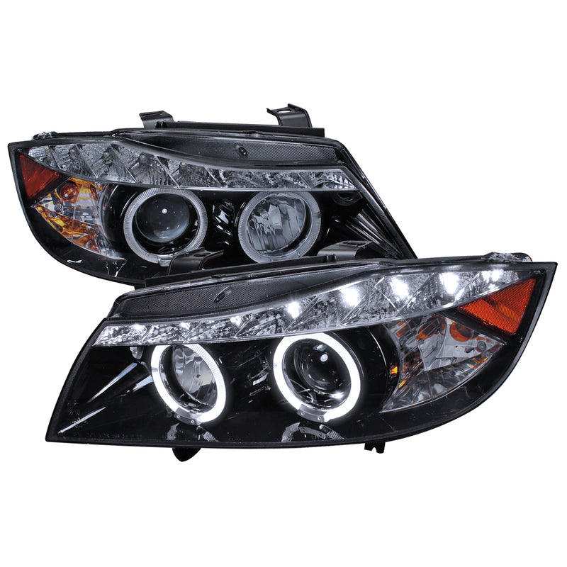 Spec-D 06-08 Bmw  E90 R8 Style Projector Headlight Gloss Black Housing Smoke Lens 4D Sedan Only  2LHP-E9005G-8-TM