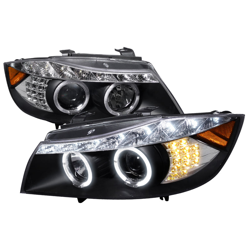 Spec-D 06-08 Bmw  E90 R8 Style Projector Headlight Gloss Black Housing Black Lens 4D Sedan Only  2LHP-E9005JM-8V2-TM