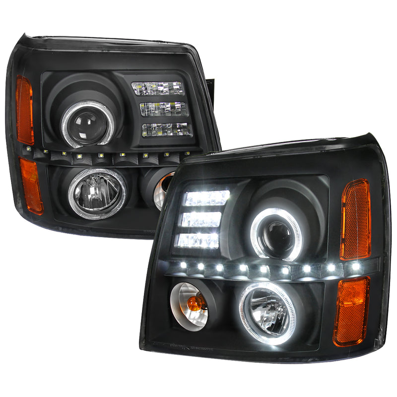 Spec-D 02-06 Cadillac  Escalade Projector Headlight Black Housing- Not Compatible With Factory Xenon 2LHP-ECLD02JM-RS