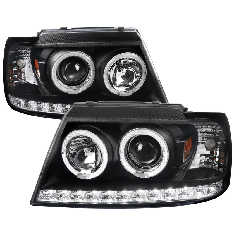 Spec-D 02-05 Ford   Explorer Projector Headlights Black Housing Clear Lens 2LHP-EPOR02JM-TM
