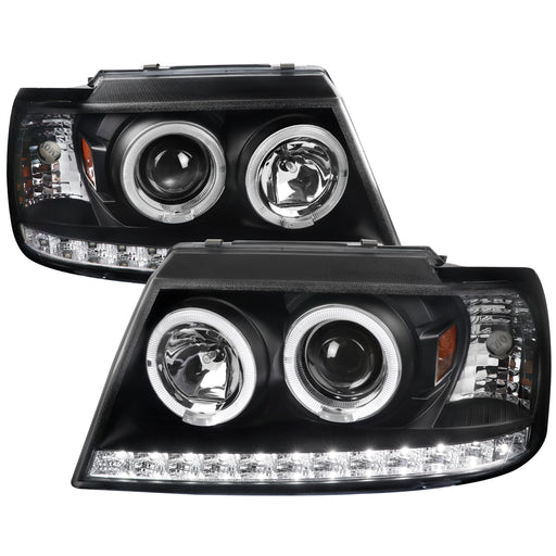 Spec-D 02-05 Ford   Explorer Projector Headlights Black Housing Clear Lens 2LHP-EPOR02JM-TM