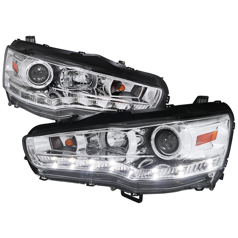 Spec-D 08-12 Mitsubishi Lancer  Projector Headlight Chrome Housing R8 Style 2LHP-EVO08-8-TM
