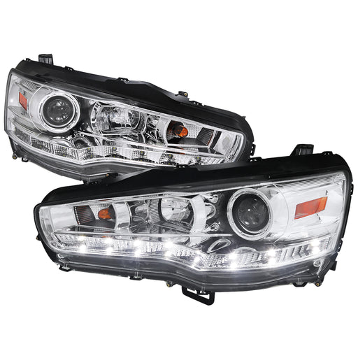 Spec-D 08-12 Mitsubishi Lancer  Projector Headlight Chrome Housing R8 Style 2LHP-EVO08-8-TM