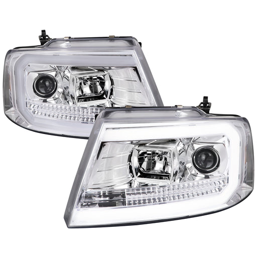 Spec-D 04-08 Ford F150 Projector Headlights With Led Bar Clear Lens And Chrome Housing 2LHP-F15004-G2-TM