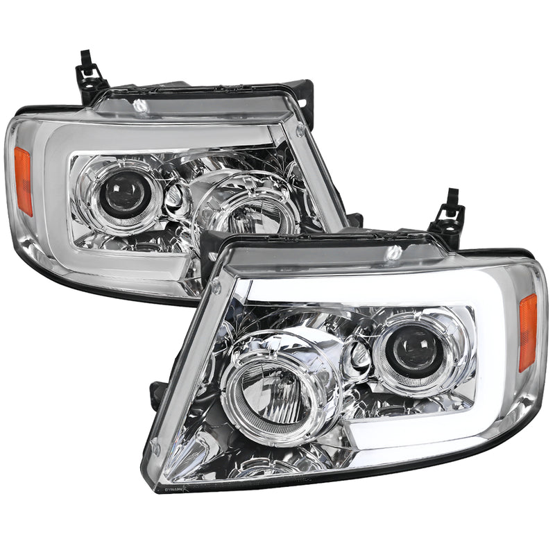 Spec-D 04-08 Ford F150 Projector Headlights- Chrome Housing With Clear Lens 2LHP-F15004-SQ-RS