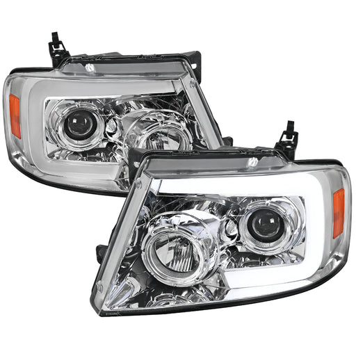 Spec-D 04-08 Ford F150 Projector Headlights- Chrome Housing With Clear Lens 2LHP-F15004-SQ-RS