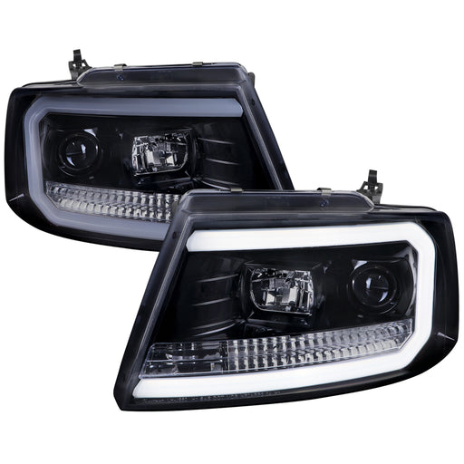 Spec-D 04-08 Ford F150 Projector Headlights With Led Bar Smoked Lens And Matte Black Housing 2LHP-F15004G-G2-TM