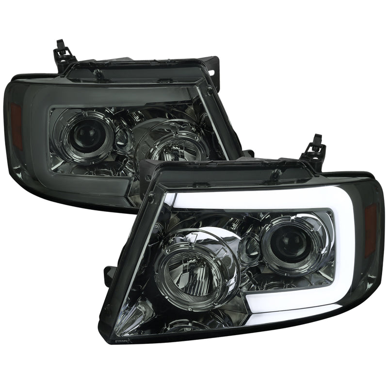 Spec-D 04-08 Ford F150 Projector Headlights- Chrome Housing With Smoked Lens 2LHP-F15004G-SQ-RS