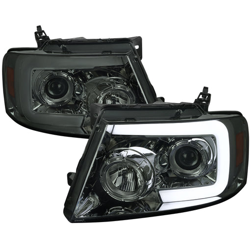 Spec-D 04-08 Ford F150 Projector Headlights- Chrome Housing With Smoked Lens 2LHP-F15004G-SQ-RS