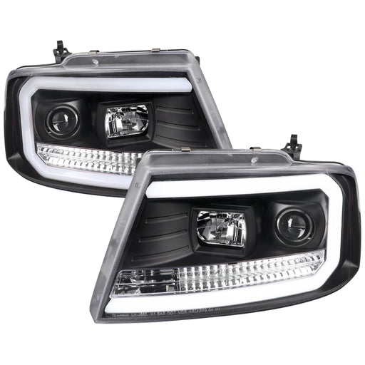 Spec-D 04-08 Ford F150 Projector Headlights With Led Bar Clear Lens And Matte Black Housing 2LHP-F15004JM-G2-TM