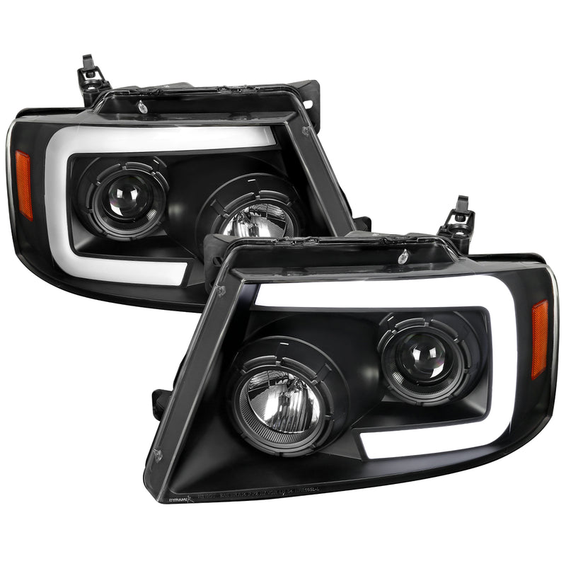 Spec-D 04-08 Ford F150 Projector Headlights- Black Housing With Clear Lens 2LHP-F15004JM-SQ-RS