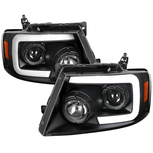 Spec-D 04-08 Ford F150 Projector Headlights- Black Housing With Clear Lens 2LHP-F15004JM-SQ-RS