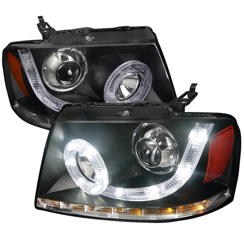 Spec-D 04-08 Ford F150 Projector Headlights Black Housing  2LHP-F15004JM-V2-RS