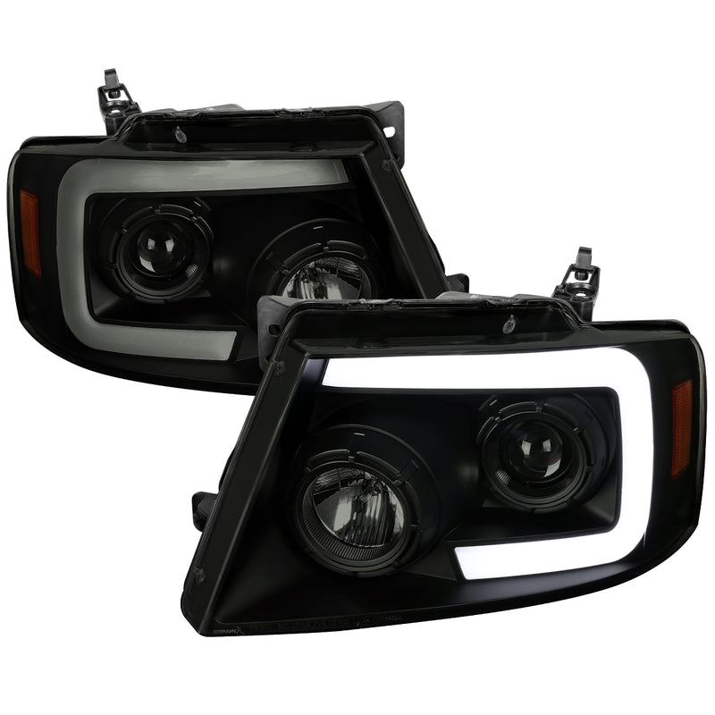 Spec-D 04-08 Ford F150 Projector Headlights- Black Housing With Smoked Lens 2LHP-F15004SM-SQ-RS