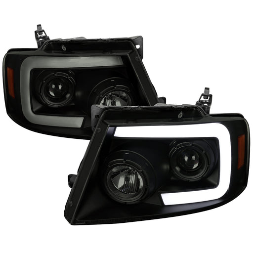 Spec-D 04-08 Ford F150 Projector Headlights- Black Housing With Smoked Lens 2LHP-F15004SM-SQ-RS