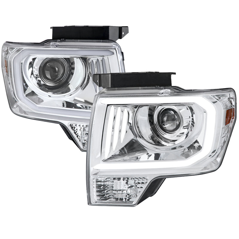 Spec-D 99-14 Ford F150 Projector Headlight - Chrome Housing - Clear Lens  2LHP-F15009-G2-TM
