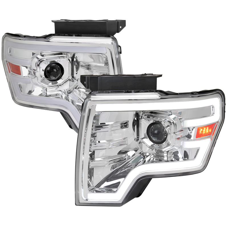 Spec-D 09-14 Ford F150 Projector Headlights Chrome Housing And Clear Lens With Switchback Led Sequential Turn Signal Breathing Light Effect 2LHP-F15009-SQ-RS
