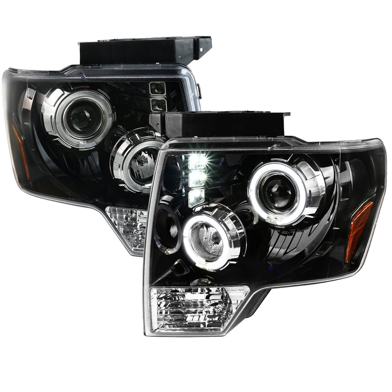 Spec-D 09-14 Ford  F150 Dual Halo Led Pro Headlights 2LHP-F15009BK-TM