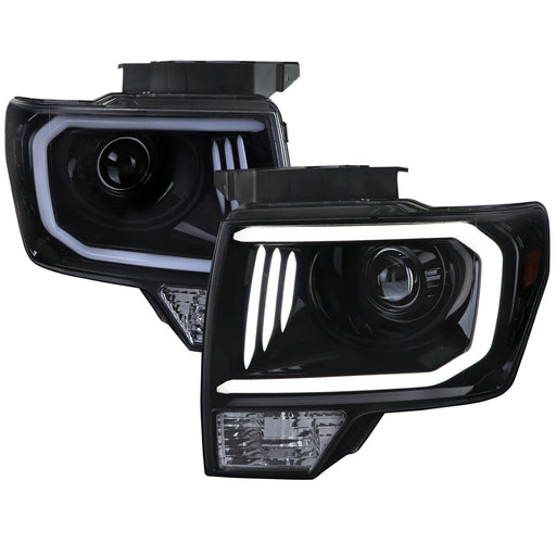 Spec-D 99-14 Ford F150 Projector Headlight - Gloss Black Housing - Smoke Lens  2LHP-F15009G-G2-TM