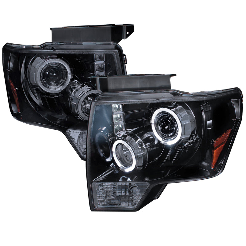 Spec-D 09-11 Ford  F150  Halo Projector Headlight Gloss Black Housing Smoke Lens 2LHP-F15009G-TM