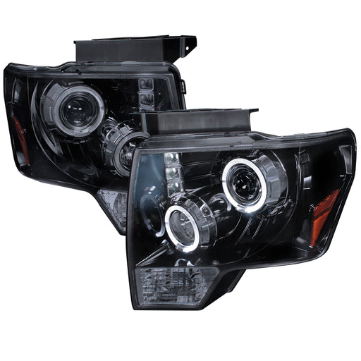 Spec-D 09-11 Ford  F150  Halo Projector Headlight Gloss Black Housing Smoke Lens 2LHP-F15009G-TM