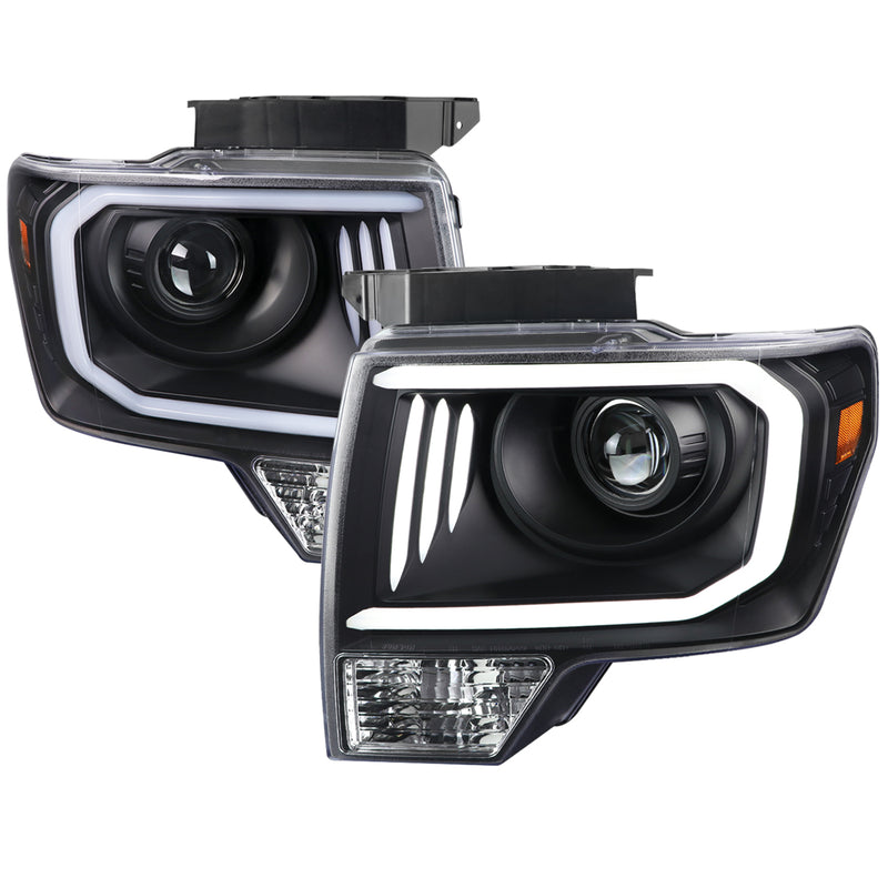 Spec-D 99-14 Ford F150 Projector Headlight - Matte Black Housing - Clear Lens  2LHP-F15009JM-G2-TM