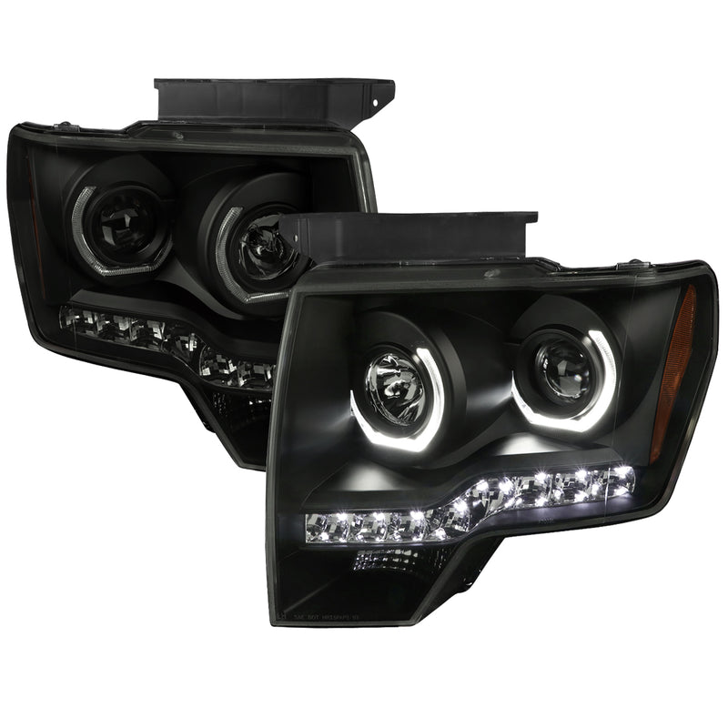 Spec-D 09-14 Ford F150 Headlights- Smoke Lens Black Housing 2LHP-F15009SM-OZ