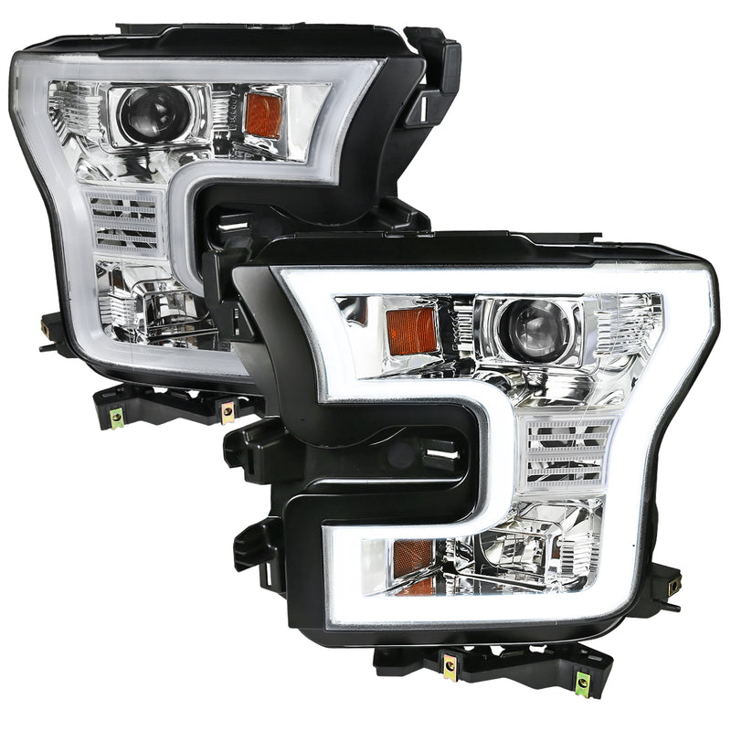 Spec-D 15-17 Ford  F150 Led Rim Projector Headlights Chrome 2LHP-F15015-TM