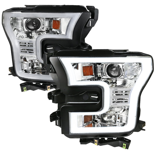 Spec-D 15-17 Ford  F150 Led Rim Projector Headlights Chrome 2LHP-F15015-TM