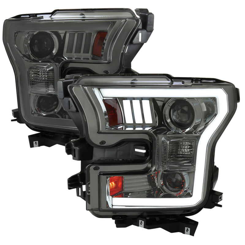 Spec-D 15-17 Ford F150 Led Projector Headlights - Smoked Lens 2LHP-F15015G-RS
