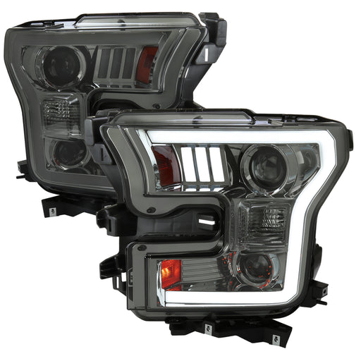 Spec-D 15-17 Ford F150 Led Projector Headlights - Smoked Lens 2LHP-F15015G-RS
