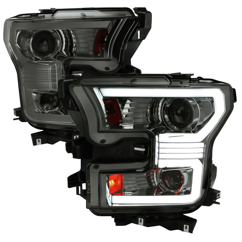 Spec-D 15-17 Ford F150 Led Projector Headlights With Sequential Turn Signal - Smoked Lens 2LHP-F15015G-SQ-RS