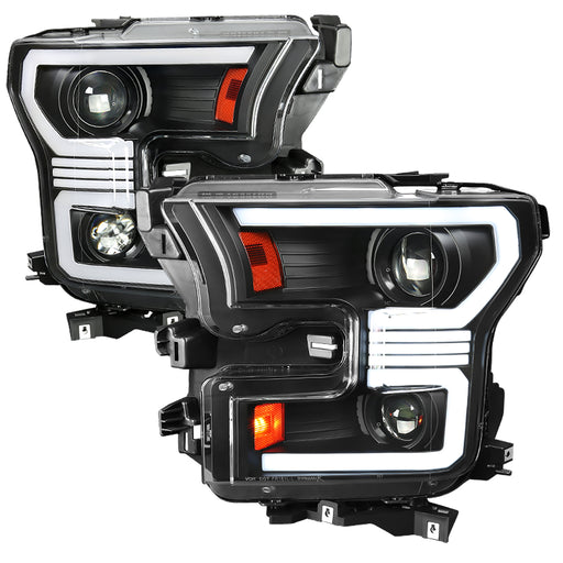 Spec-D 15-17 Ford F150 Led Projector Headlights With Sequential Turn Signal - Clear Lens With Matte Black Housing 2LHP-F15015JM-SQ-RS