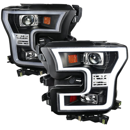 Spec-D 15-17 Ford  F150 Led Rim Projector Headlights Black 2LHP-F15015JM-TM