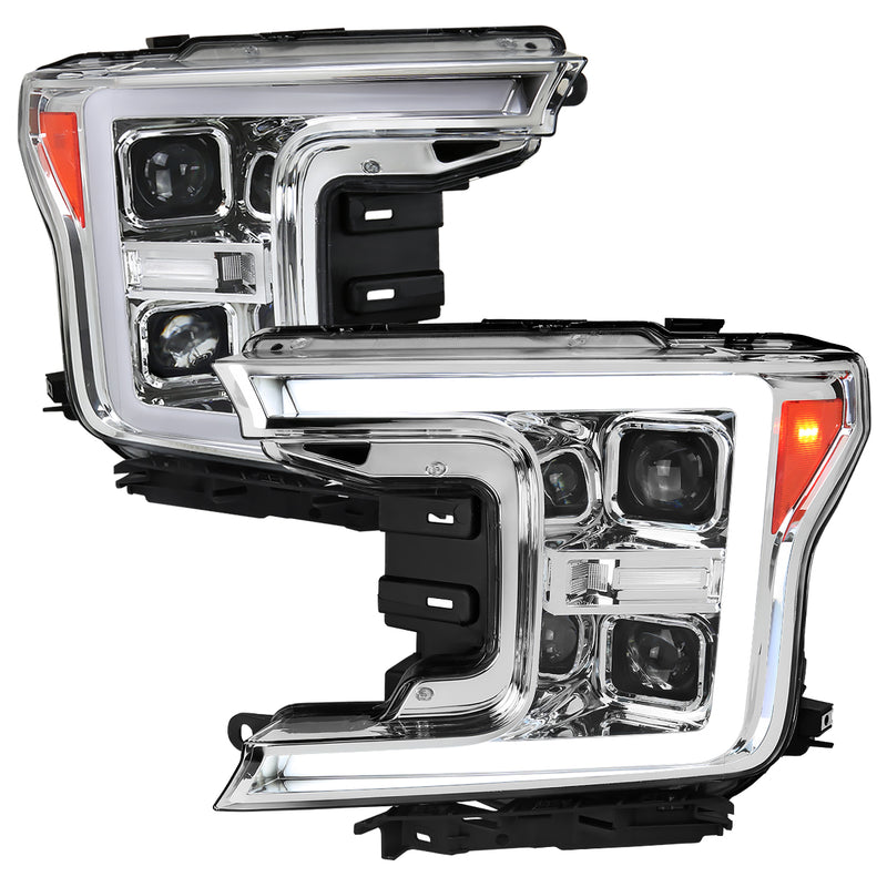 Spec-D 18-Up Ford F150 Led Projector Headlights With Sequential Turn Signal - Clear Lens With Chrome Housing 2LHP-F15018-SQ-RS
