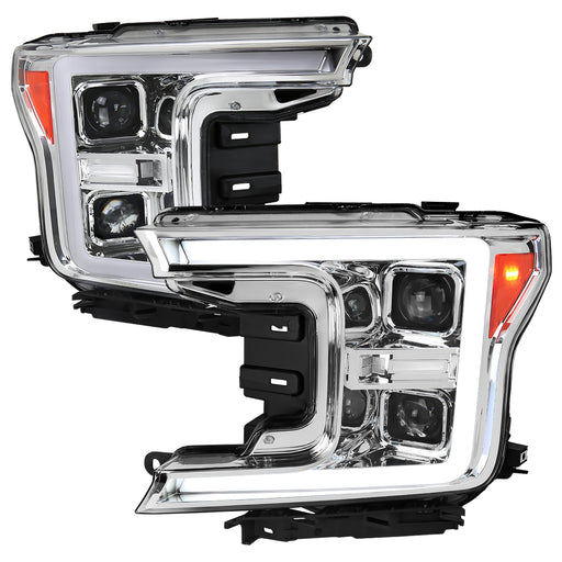 Spec-D 18-Up Ford F150 Led Projector Headlights With Sequential Turn Signal - Clear Lens With Chrome Housing 2LHP-F15018-SQ-RS