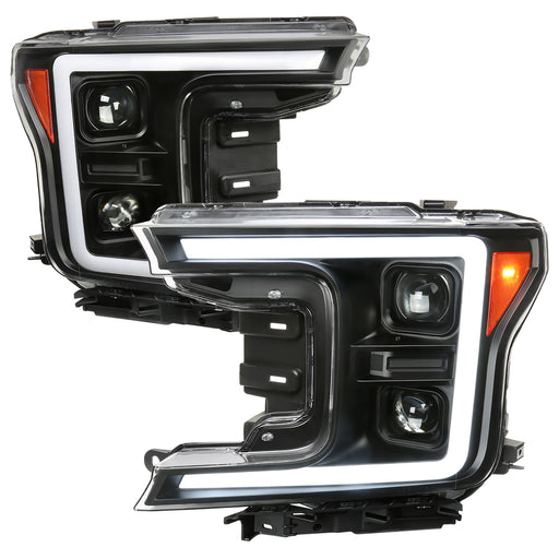 Spec-D 18-Up Ford F150 Led Projector Headlights With Sequential Turn Signal - Clear Lens With Matte Black Housing 2LHP-F15018JM-SQ-RS